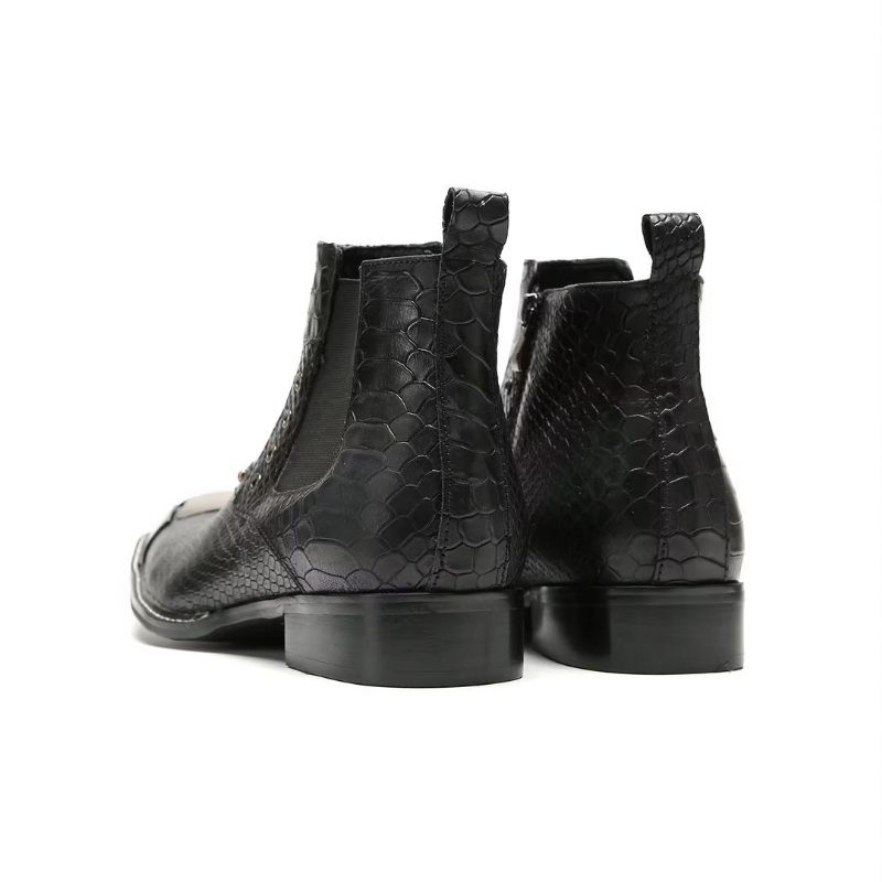 Botas Masculinas Tornozelo Couro Requintado - Preto