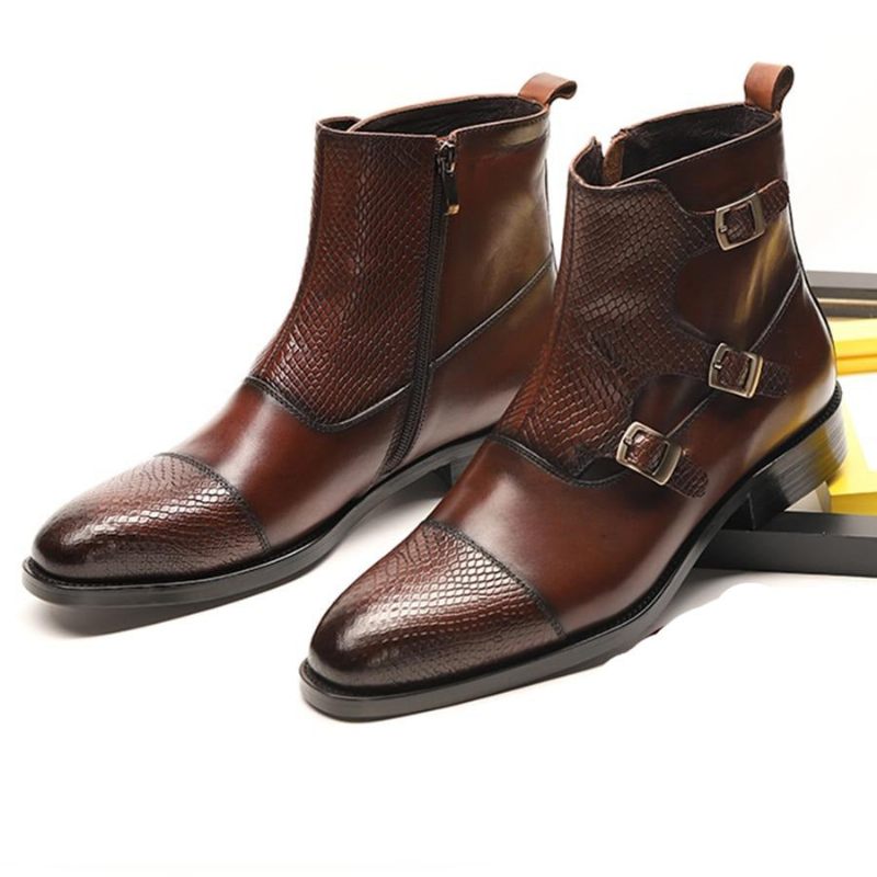 Botas Masculinas Tornozelo Couro Vaca Croczip Luxo - Café