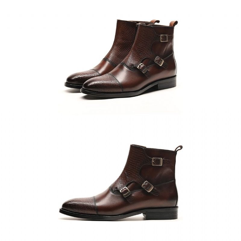 Botas Masculinas Tornozelo Couro Vaca Croczip Luxo - Café