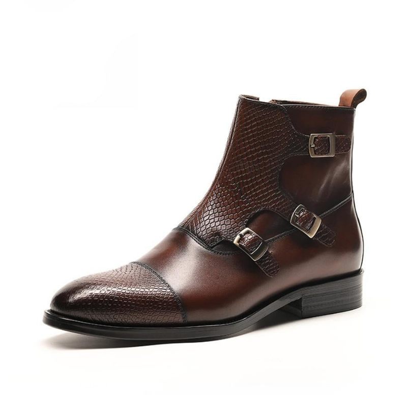 Botas Masculinas Tornozelo Couro Vaca Croczip Luxo - Café