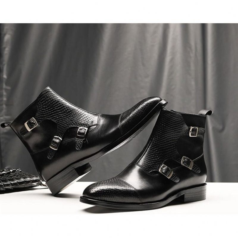 Botas Masculinas Tornozelo Couro Vaca Croczip Luxo - Preto