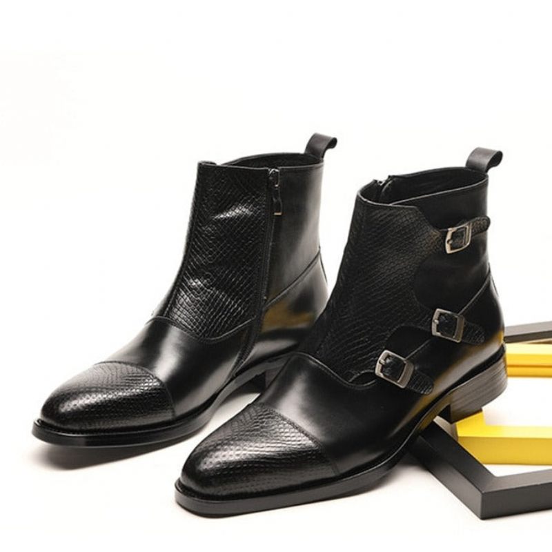 Botas Masculinas Tornozelo Couro Vaca Croczip Luxo - Preto