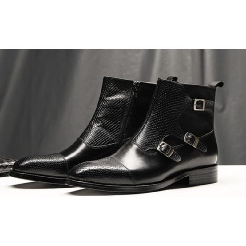 Botas Masculinas Tornozelo Couro Vaca Croczip Luxo - Preto