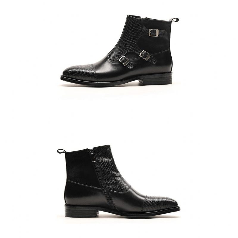 Botas Masculinas Tornozelo Couro Vaca Croczip Luxo - Preto