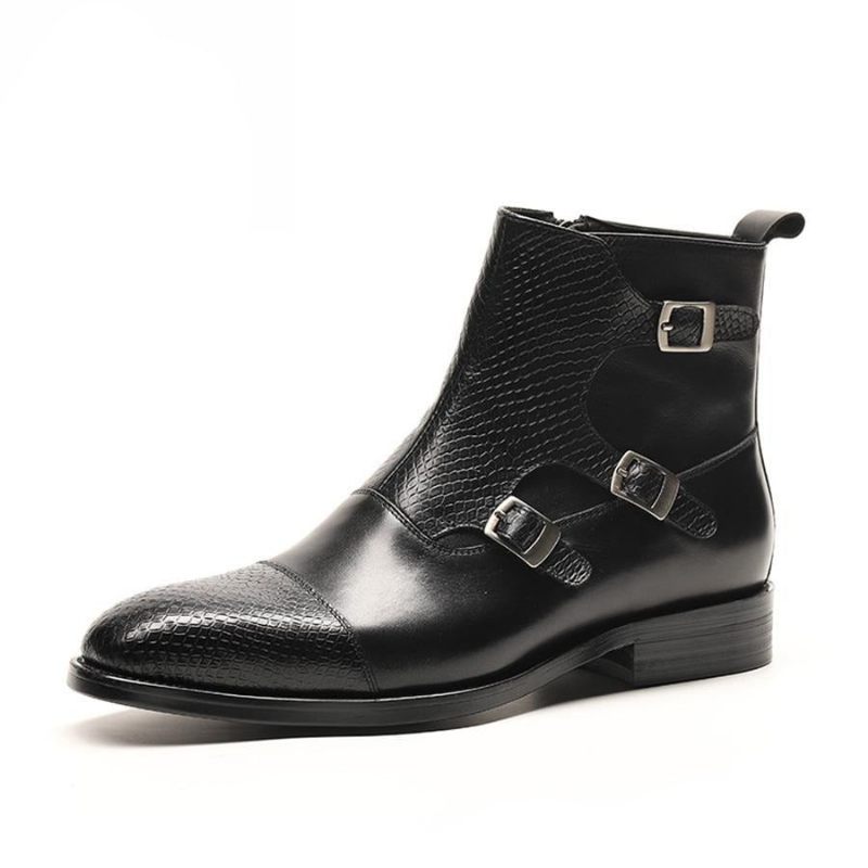 Botas Masculinas Tornozelo Couro Vaca Croczip Luxo - Preto