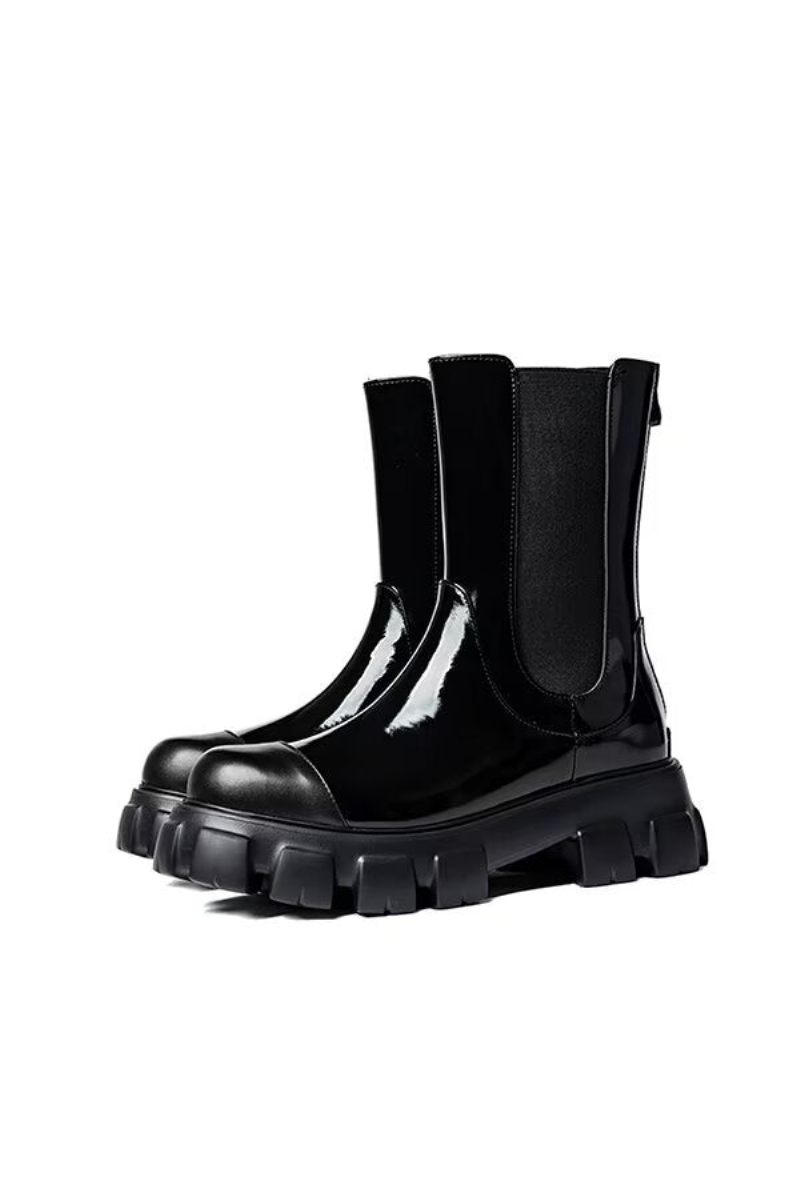 Botas Masculinas Trendsetter Couro Vaca Com Bico Redondo