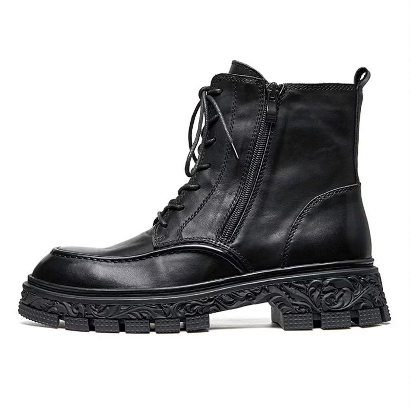 Botas Masculinas Vintage Com Zíper - Preto