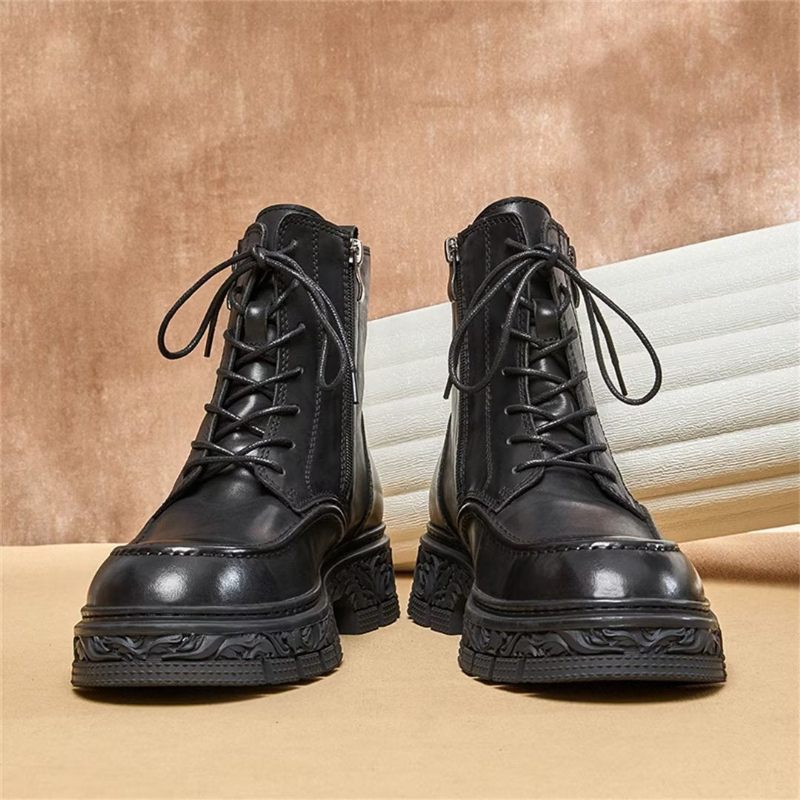 Botas Masculinas Vintage Com Zíper - Preto