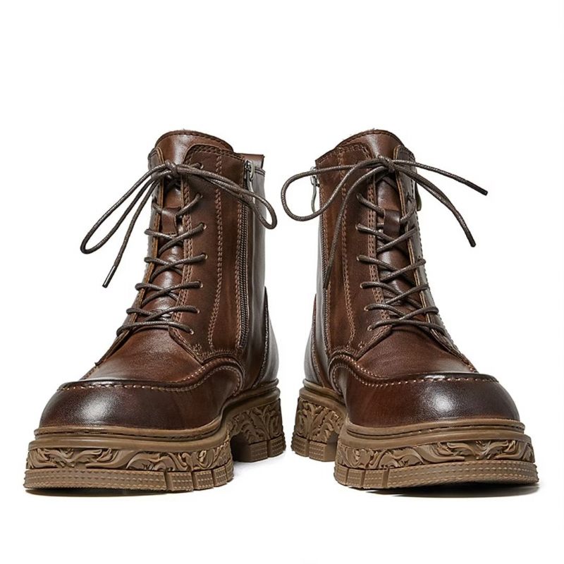 Botas Masculinas Vintage Com Zíper - Marrom