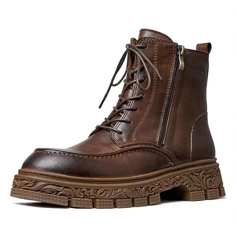 Botas Masculinas Vintage Com Zíper - Marrom