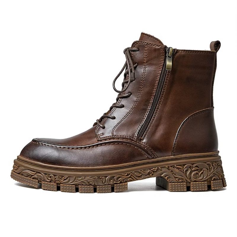 Botas Masculinas Vintage Com Zíper - Marrom