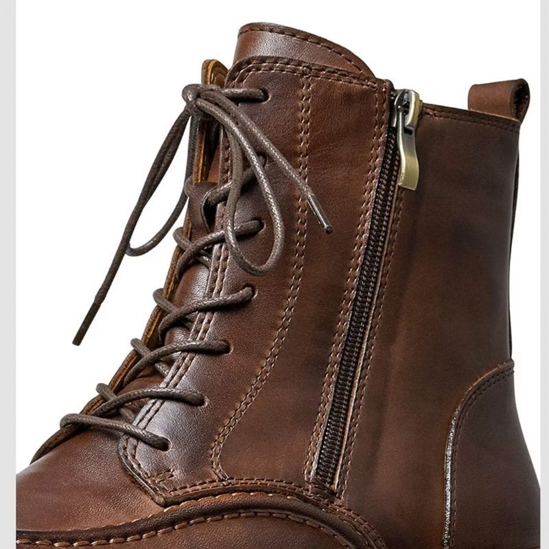 Botas Masculinas Vintage Com Zíper - Marrom