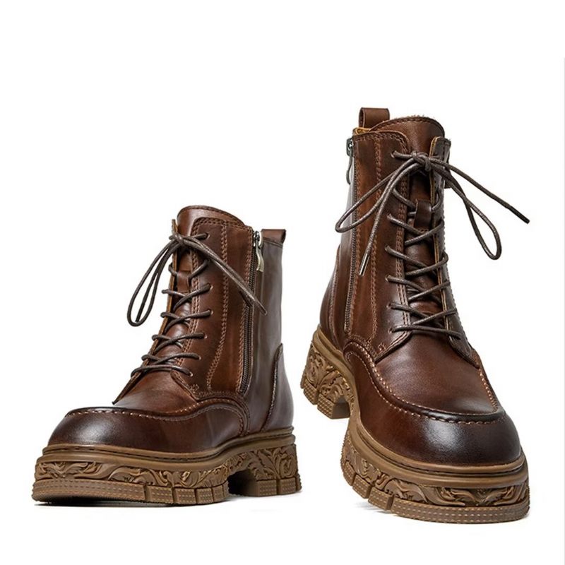 Botas Masculinas Vintage Com Zíper - Marrom