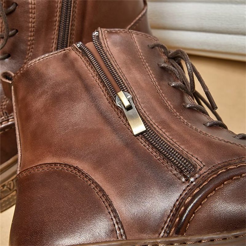 Botas Masculinas Vintage Com Zíper - Marrom