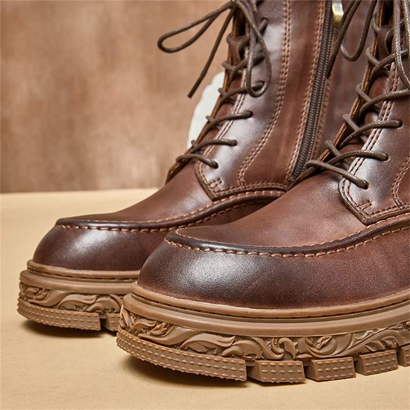 Botas Masculinas Vintage Com Zíper - Marrom