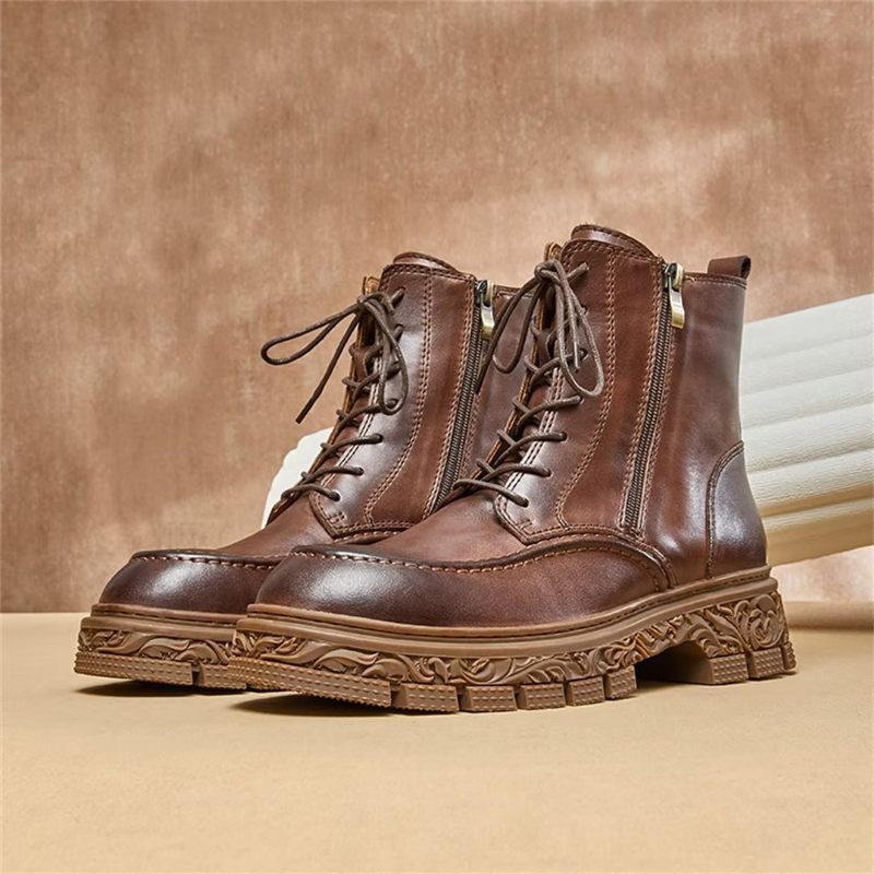 Botas Masculinas Vintage Com Zíper - Marrom