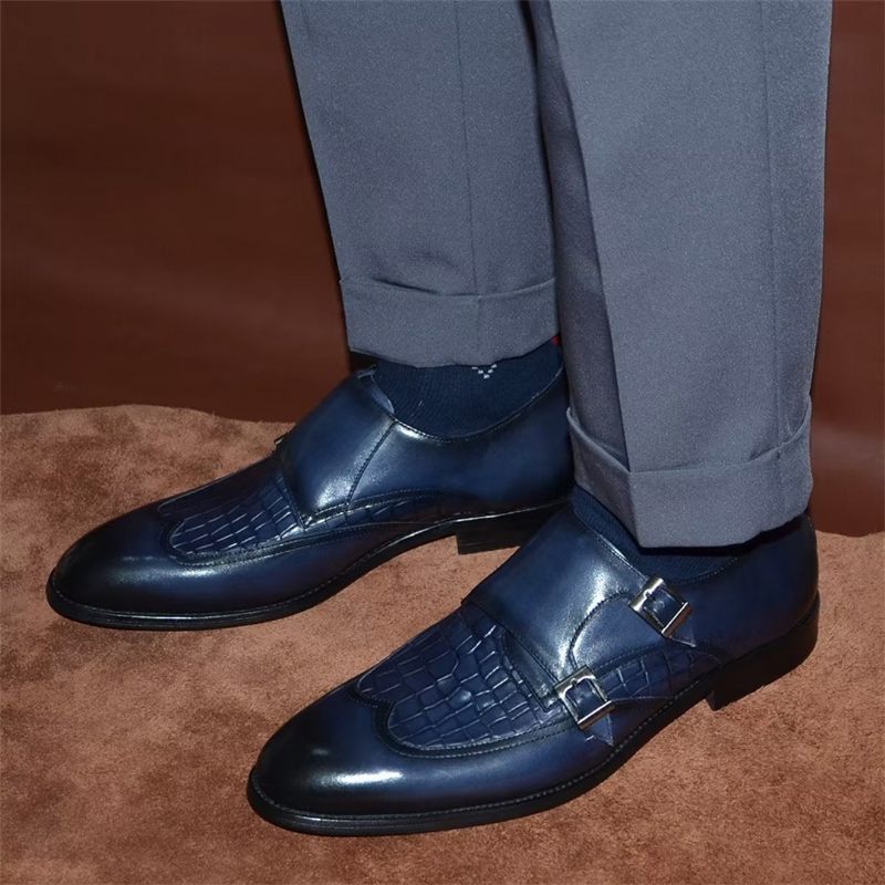 Calçado Formal Masculino Com Fivela E Charme - Azul