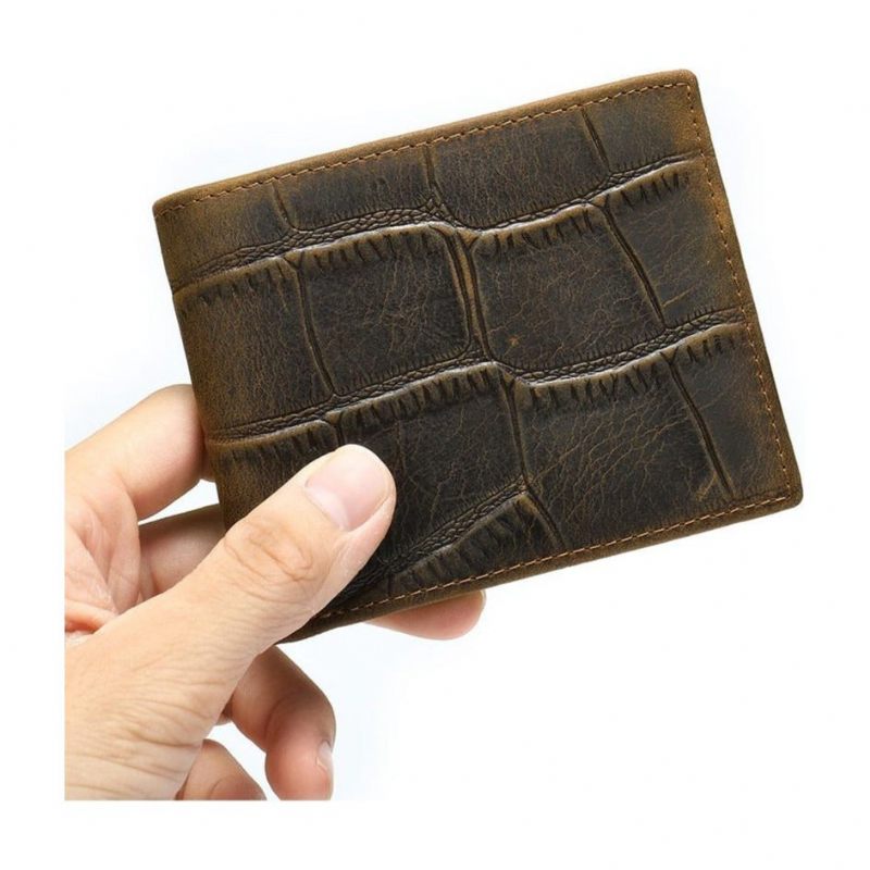 Carteiras Masculinas Carteira Bifold Com Zíper Exótico -  Café Crocodilo