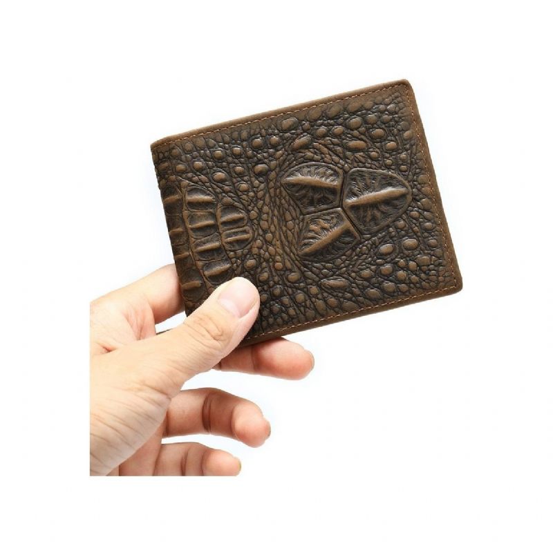 Carteiras Masculinas Carteira Bifold Com Zíper Exótico -  Café Crocodilo