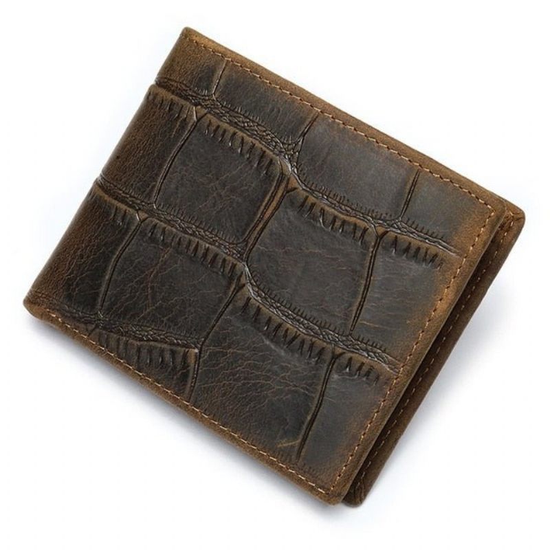 Carteiras Masculinas Carteira Bifold Com Zíper Exótico -  Café Crocodilo