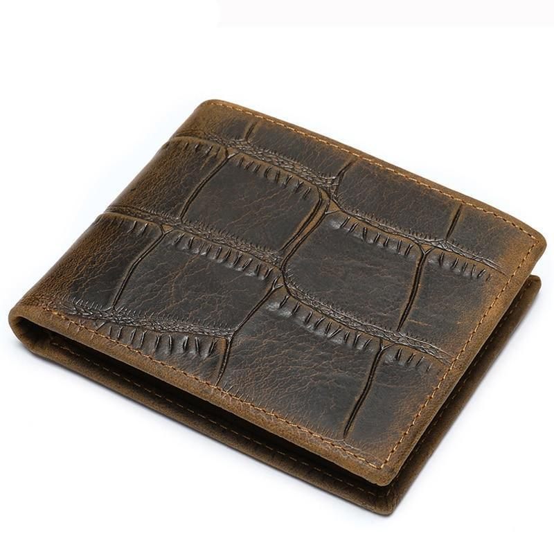 Carteiras Masculinas Carteira Bifold Com Zíper Exótico -  Café Crocodilo