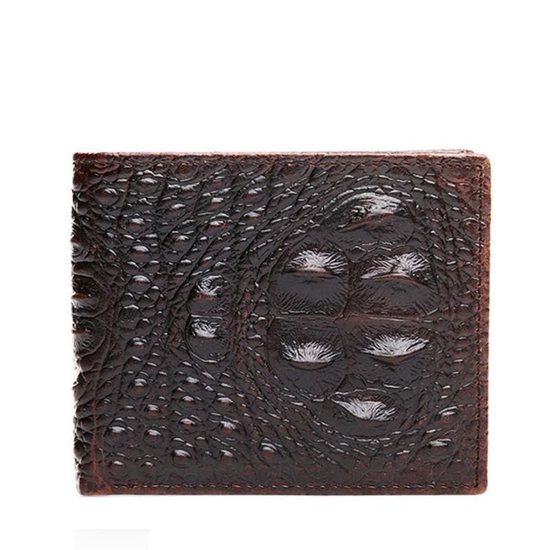 Carteiras Masculinas Luxo Croc Horn Back Carteira Curta - Café