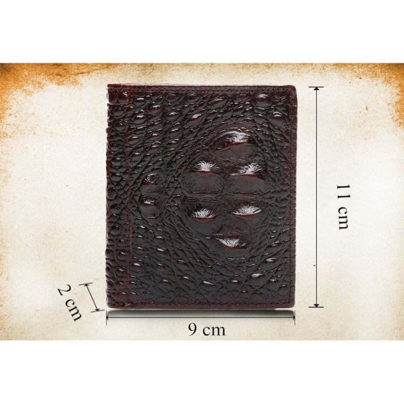 Carteiras Masculinas Luxo Croc Horn Back Carteira Curta - Café