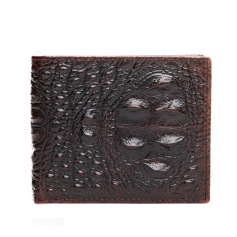 Carteiras Masculinas Luxo Croc Horn Back Carteira Curta - Café