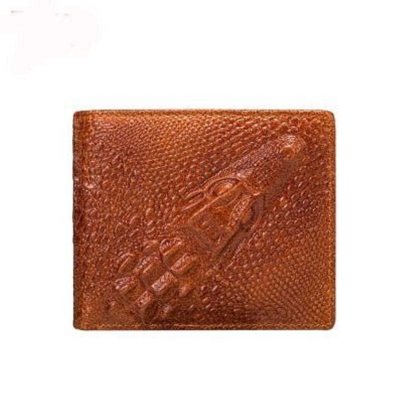 Carteiras Masculinas Requintadas Bolsa Moedas Vintage Couro Crocodilo - Café Crocodilo