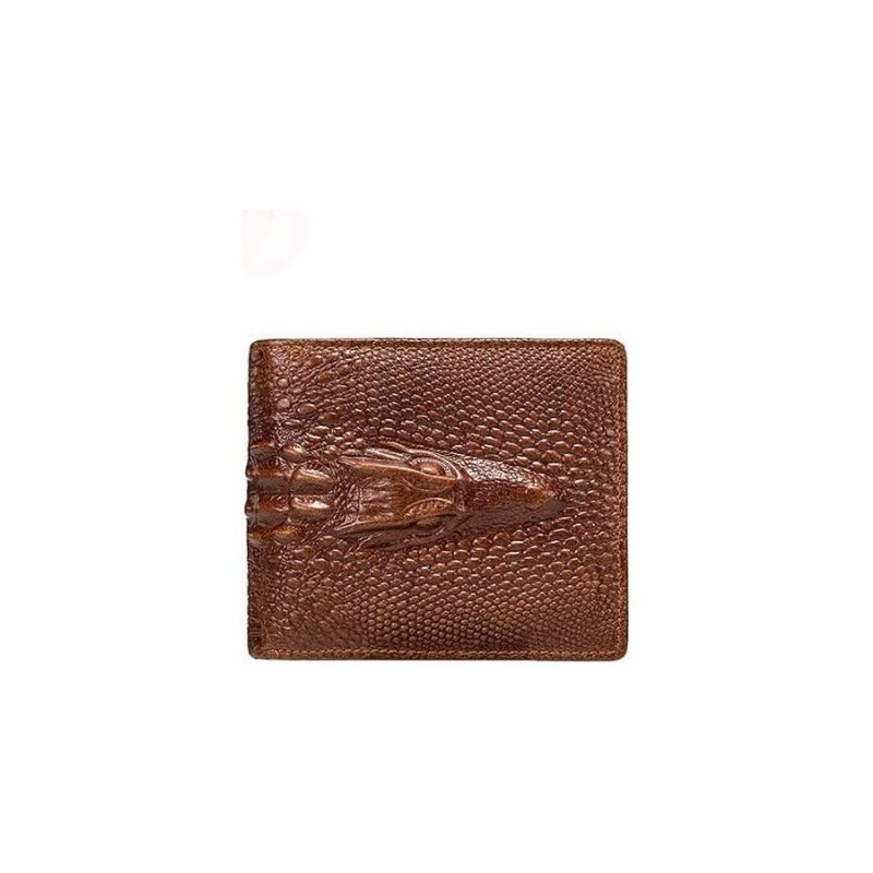 Carteiras Masculinas Requintadas Bolsa Moedas Vintage Couro Crocodilo - Café Crocodilo