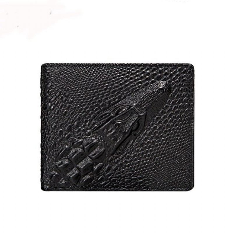 Carteiras Masculinas Requintadas Bolsa Moedas Vintage Couro Crocodilo - Preto Crocodilo