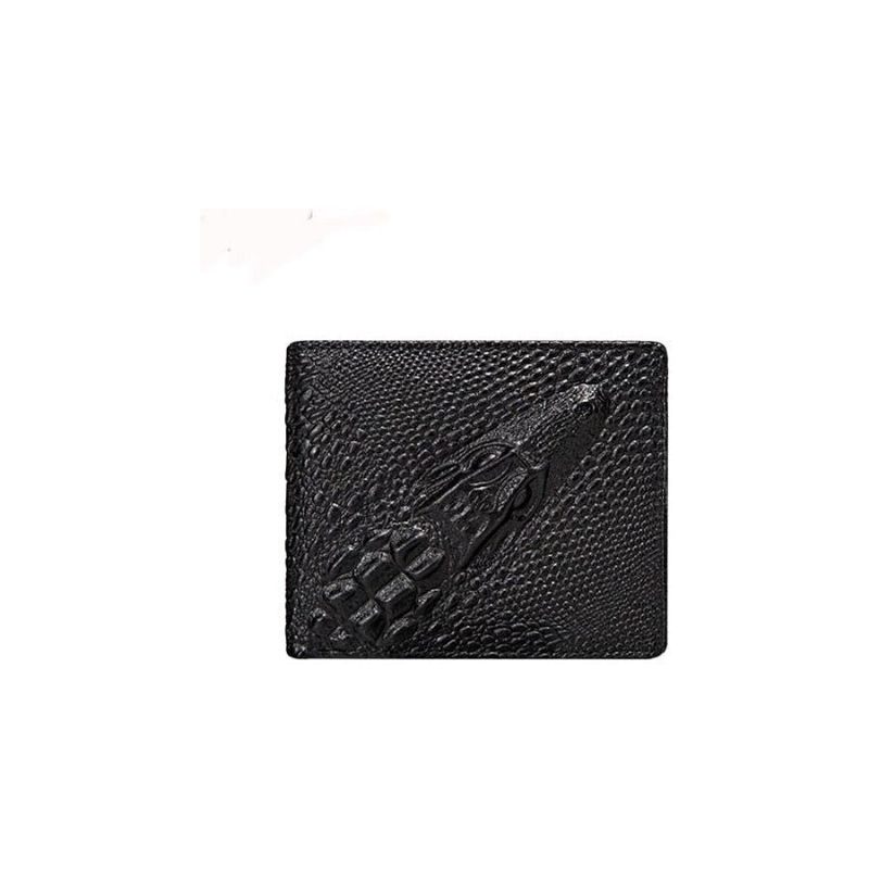 Carteiras Masculinas Requintadas Bolsa Moedas Vintage Couro Crocodilo - Preto Exótico