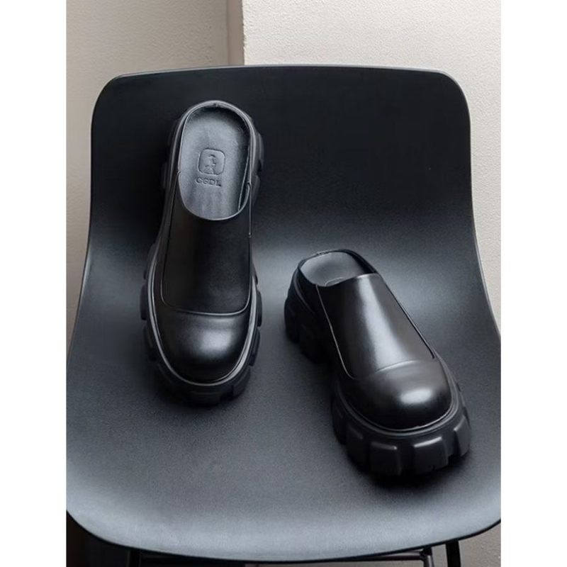 Chinelos Negócios Com Plataforma Sapatos Casuais Masculinos - Preto