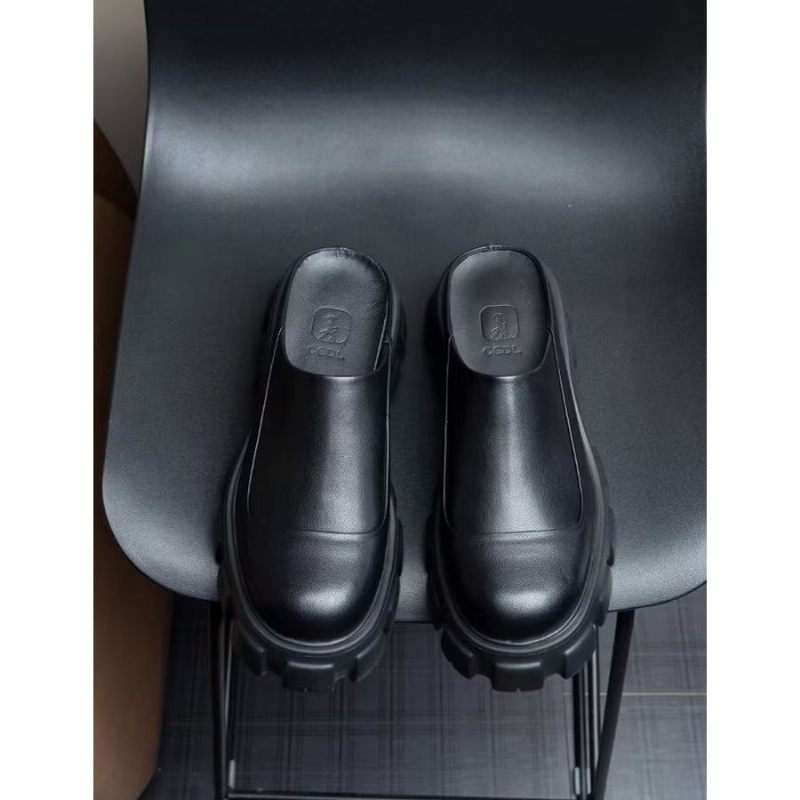 Chinelos Negócios Com Plataforma Sapatos Casuais Masculinos - Preto