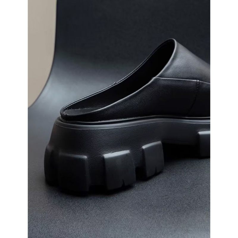 Chinelos Negócios Com Plataforma Sapatos Casuais Masculinos - Preto