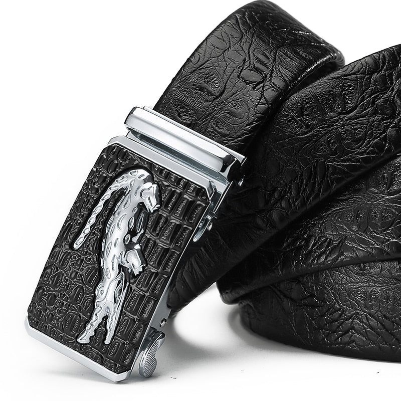 Cintos Masculinos Cinto Jacaré Couro Com Padrão Exótico Crocodilo - Preto 1