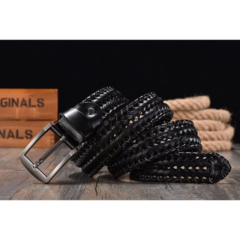 Cintos Masculinos Elegantes Cinto Geométrico Artesanal - Preto