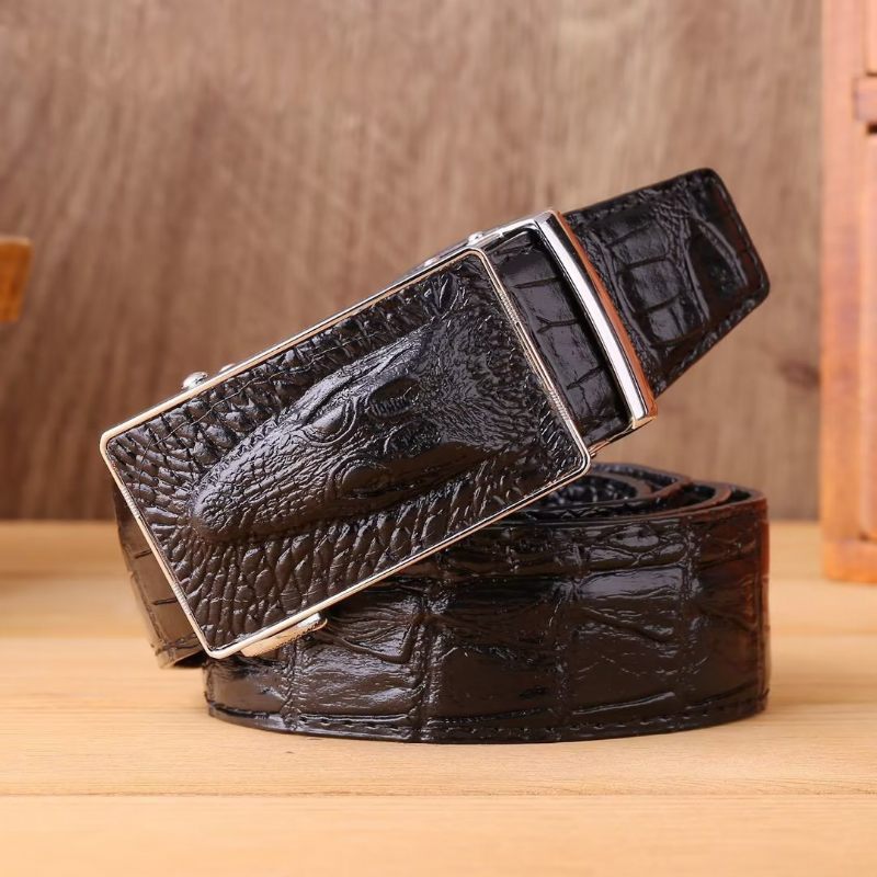 Cintos Masculinos Exóticos Patchwork Cinto Automático - Preto