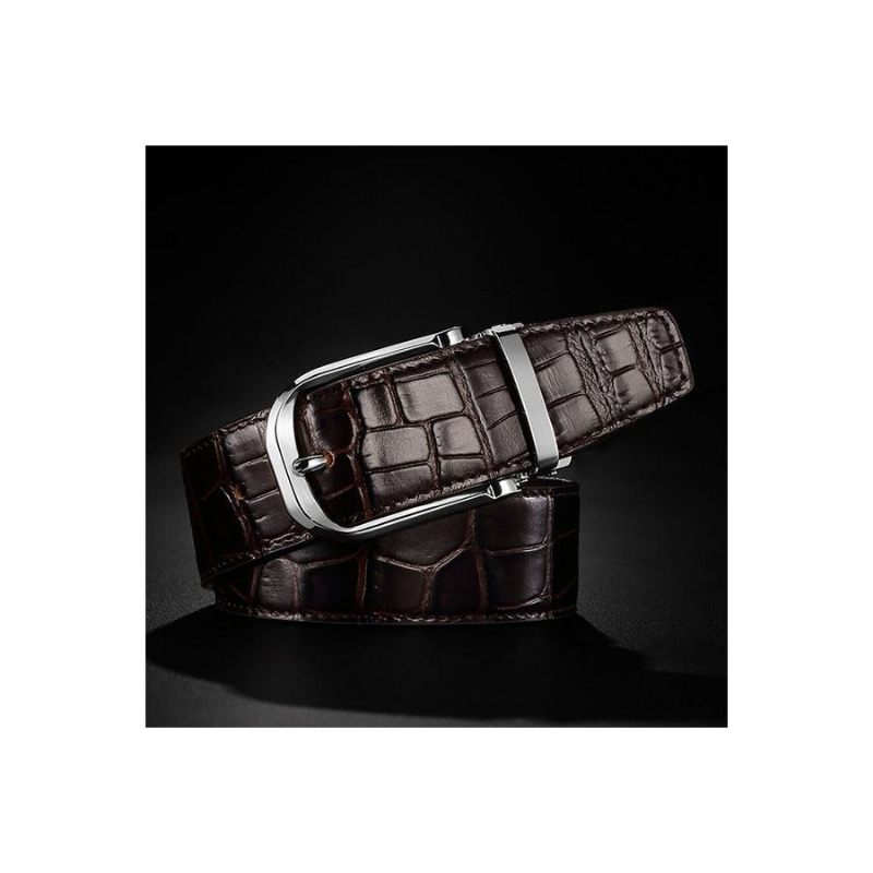 Cintos Masculinos Vintage Luxuoso Croco Couro Cinta - Café