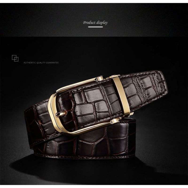 Cintos Masculinos Vintage Luxuoso Croco Couro Cinta - Café