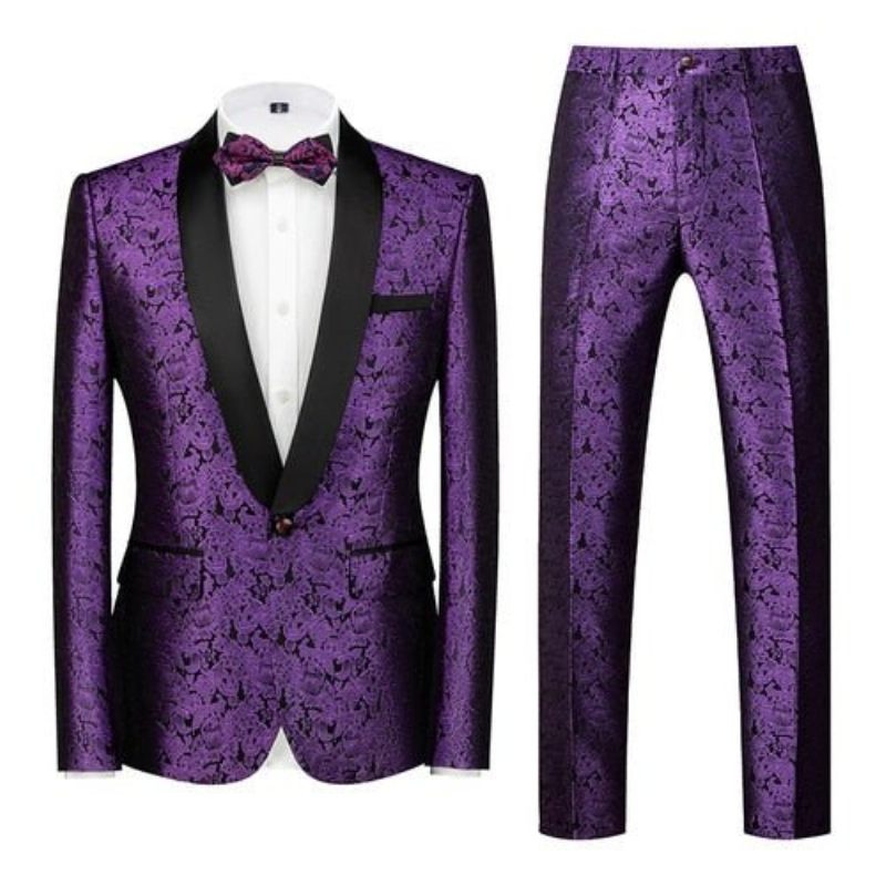 Conjunto Terno Festa Floral Chique Masculino - Roxo