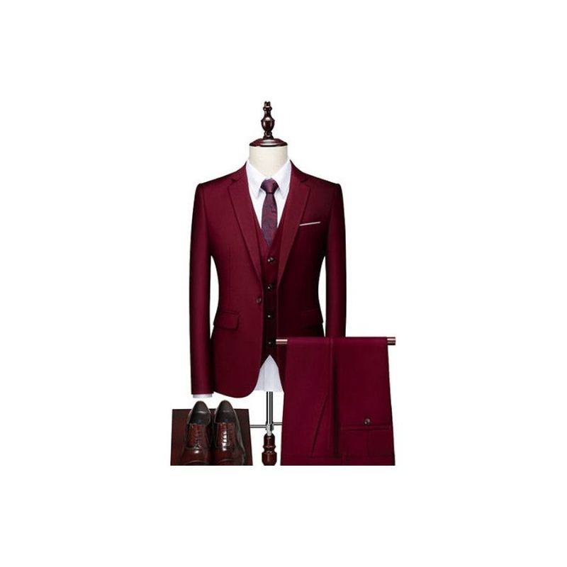 Conjunto Terno Masculino Com Calça Blazer Acetato - Borgonha