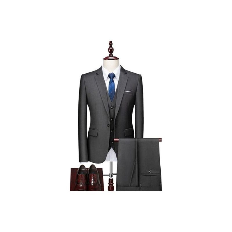 Conjunto Terno Masculino Com Calça Blazer Acetato - Preto