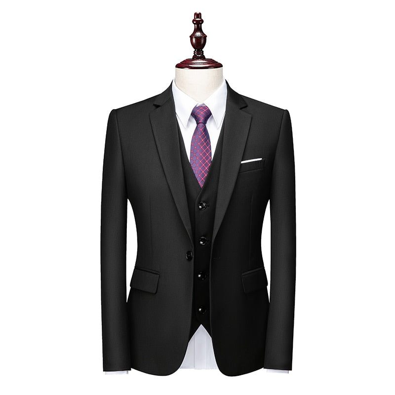 Conjunto Terno Masculino Com Calça Blazer Acetato - Preto