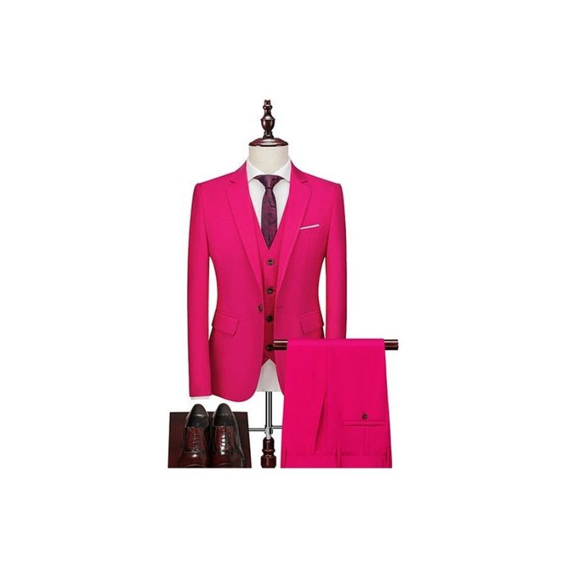 Conjunto Terno Masculino Com Calça Blazer Acetato - Rosa