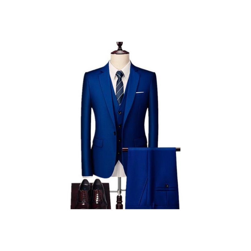 Conjunto Terno Masculino Com Calça Blazer Acetato - Marinho