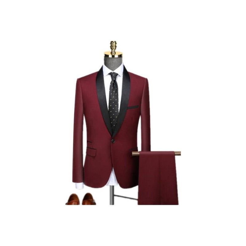 Conjunto Ternos Masculinos Poliamida Com Detalhes Requintados - Vermelho