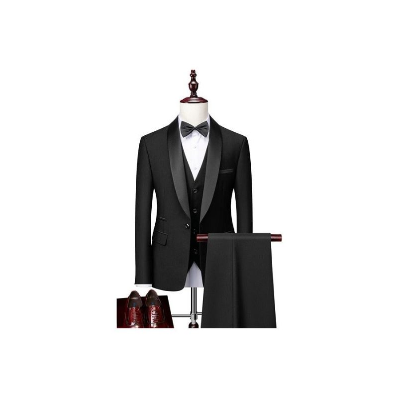 Conjunto Ternos Sob Medida Exóticos Masculinos - Preto 3Pc