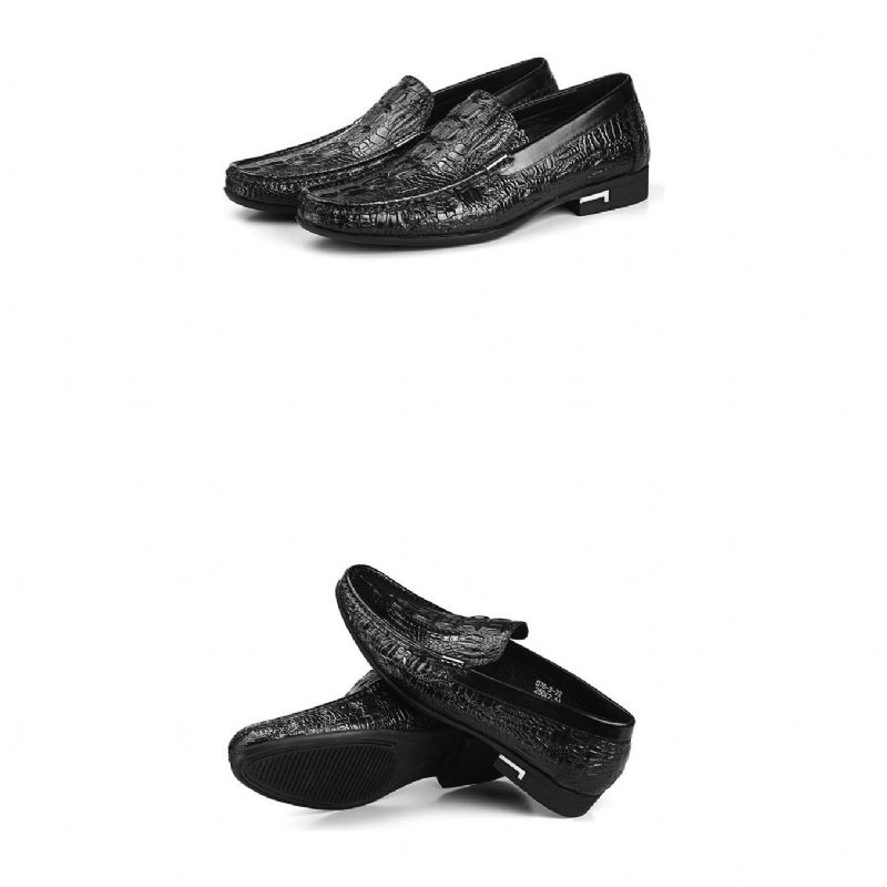 Mocassins Masculinos Allilux Couro Exótico Slip On Casuais - Preto