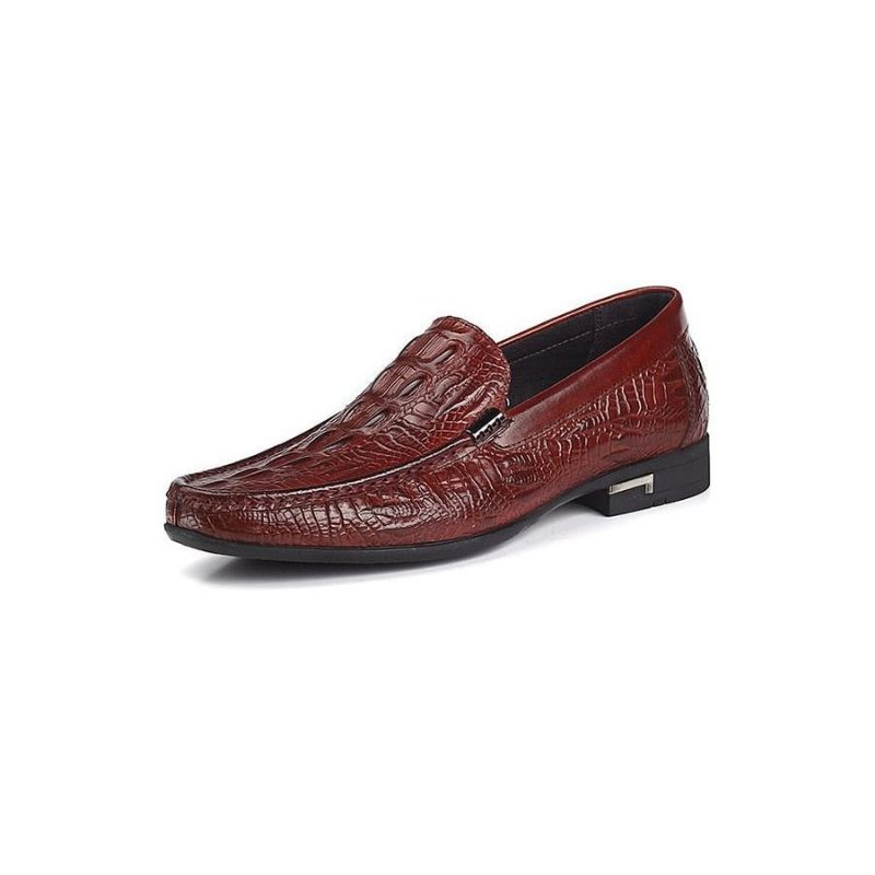 Mocassins Masculinos Allilux Couro Exótico Slip On Casuais - Vermelho